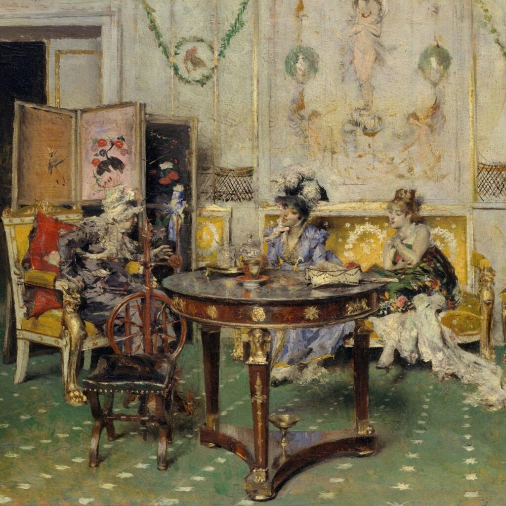 Guilded Age painting of women talking