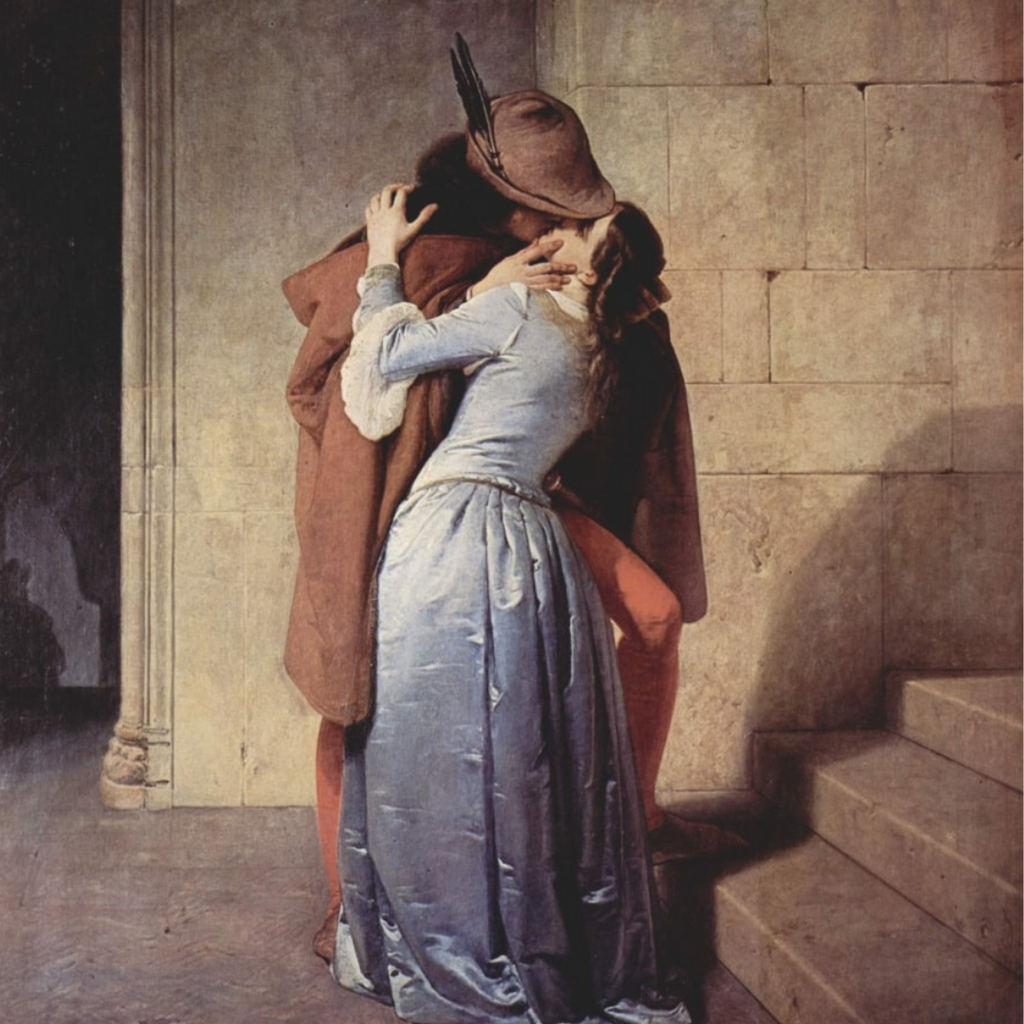 Romantic Era paining of a couple embracing